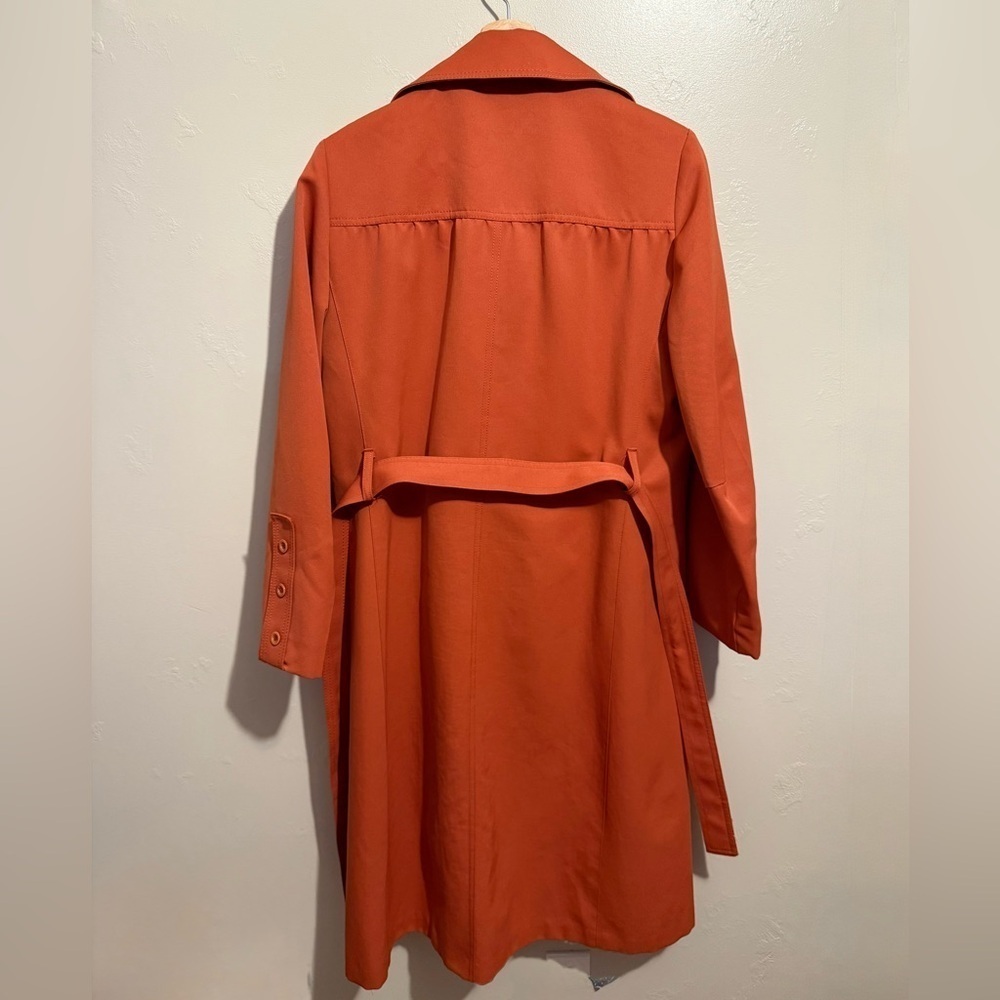 Stunning Vintage Forecaster of Boston Belted Trench Coat Burnt Orange Size 14 - Picture 8 of 16